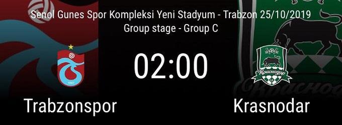 Soi keo nha cai Trabzonspor vs Krasnodar 25 10 2019 UEFA Europa League