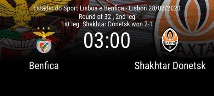 Soi keo nha cai Benfica vs Shakhtar Donetsk, 28/02/2020 – Cup C2 Chau Au [Europa League]