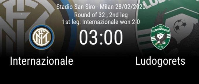 Soi keo nha cai Inter Milan vs Ludogorets, 28/02/2020 – Cup C2 Chau Au [Europa League]